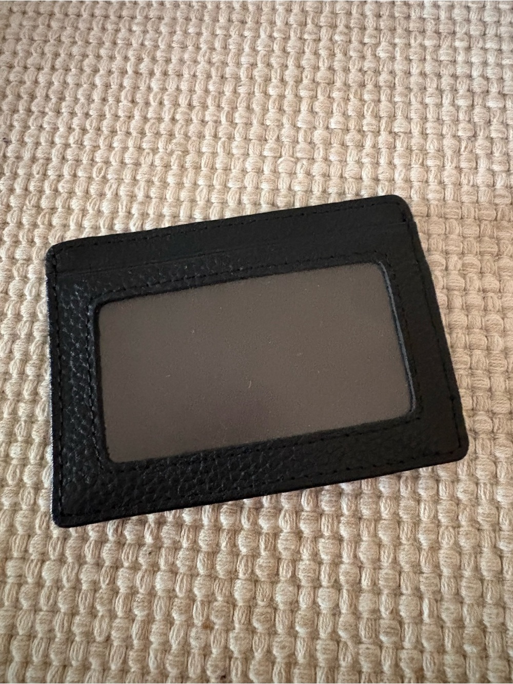 Black Men's ID Window Card Holder - Sleek Leather Accessory